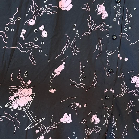 Collectif Black and Pink Cocktail Print Blouse and Skirt - Picture 4 of 8